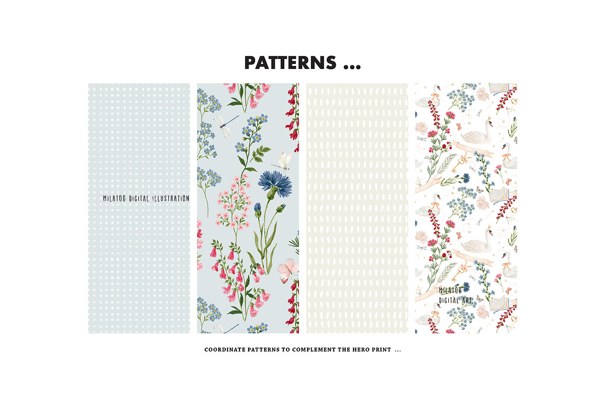 Swan Quilt Floral Patchwork pattern, a Pattern Graphic by Milatoo (Photo 4 of 4)