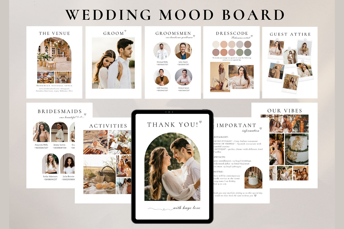 Wedding mood board Canva template, a Card Template by EvaTemplates (Photo 6 of 8)
