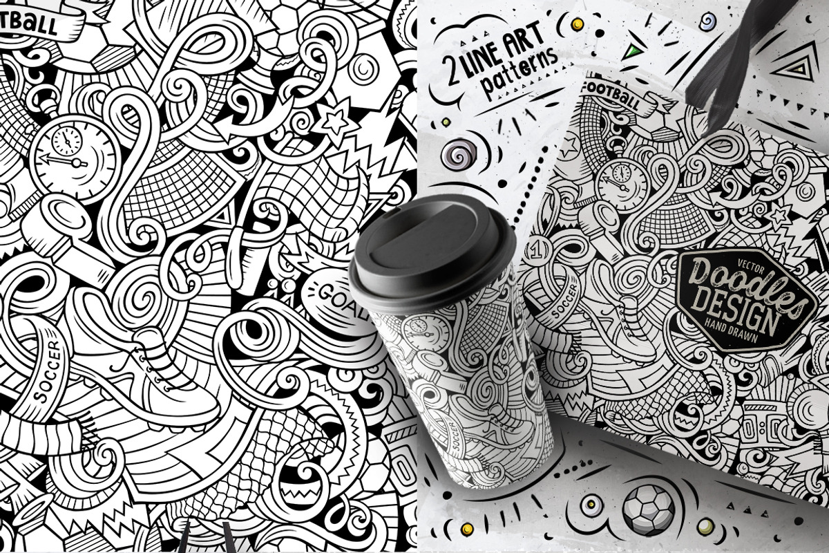7 Soccer Doodle Seamless Patterns, a Pattern Graphic by BALABOLKA (Photo 8 of 8)