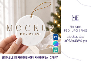 Christmas Ceramic Ornament Mockup
