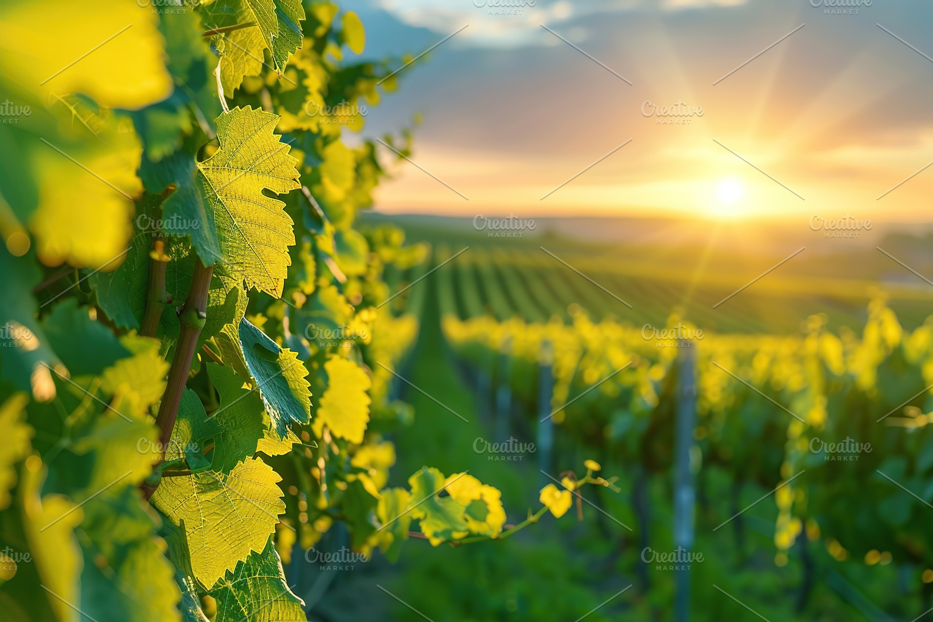 Vineyard trees growing in a rows, a Nature Photo by AlyaAnd