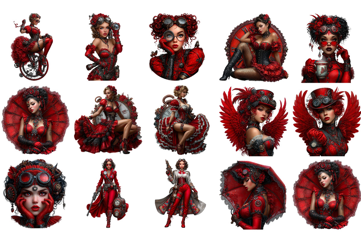 Gothic Steampunk Woman Clipart, an Illustration by DreamArtGraphic (Photo 4 of 4)