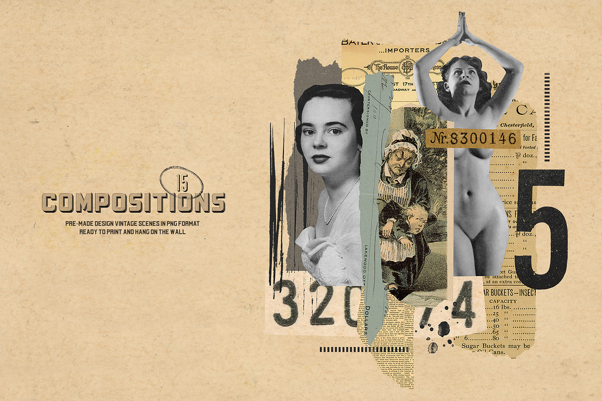 Vintage Collage Creator 1170+ Assets, an Object Graphic by Veris Studio (Photo 3 of 56)