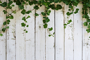Ivy Vines on White Wooden Fence Natu, a Photo by Pixeness Studio