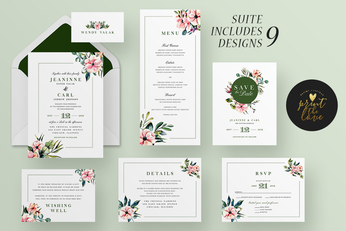 Wedding Invitation Suite - Jeaninne, an Invitation Template by Print The Love Boutique (Photo 2 of 12)