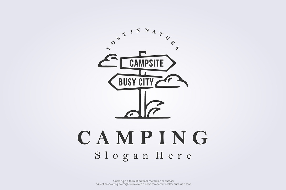minimalist outline camping logo, a Branding & Logo Template by Lodzrov