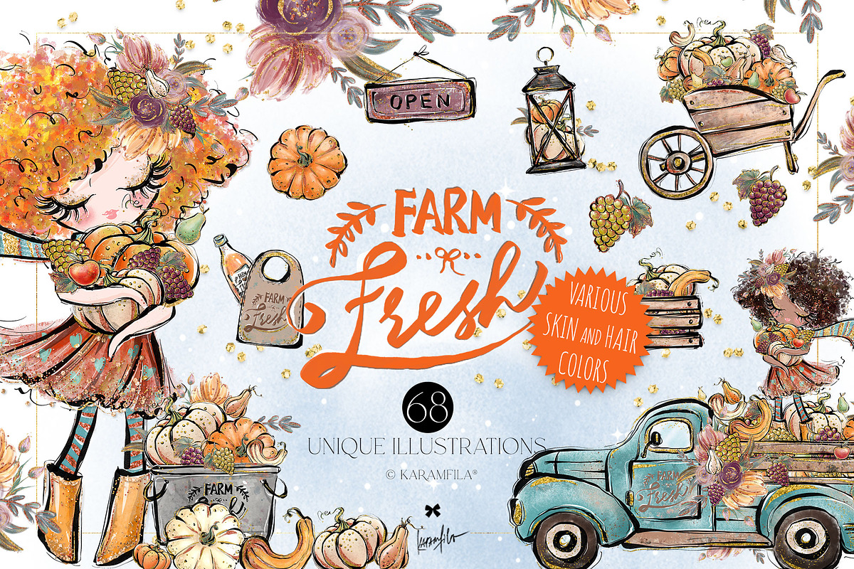Fall Farm Market Clipart Autumn PNG, a Seasonal Illustration by KaramfilaS (Photo 1 of 11)