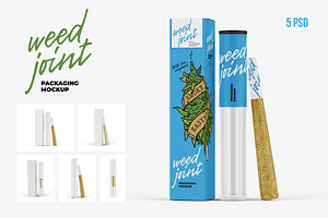 Weed Joint Pre-Roll Mockup - 5 PSD