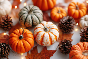 Variety of colorful pumpkins in autumn setting, a Nature Photo by AlyaAnd