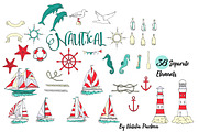 Nautical Elements with Ships, an Illustration by Nataliapiache (Thumbnail 2 of 7)