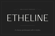 Etheline - A classy Grotesque Sans, a Sans Serif Font by Great Scott! (Thumbnail 1 of 6)