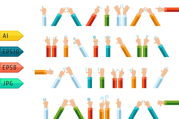 Hand Finger Gesture Vector Icon Set.