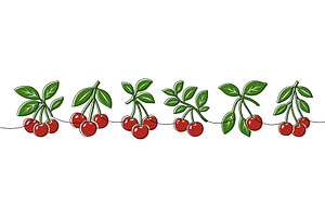 Colored cherry seamless illustration, a Food Illustration by GraphiShop