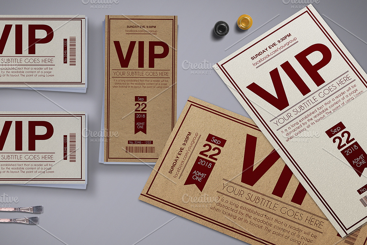 Multipurpose Retro VIP Pass Card 01, a Card Template by Tzochko (Photo 4 of 5)