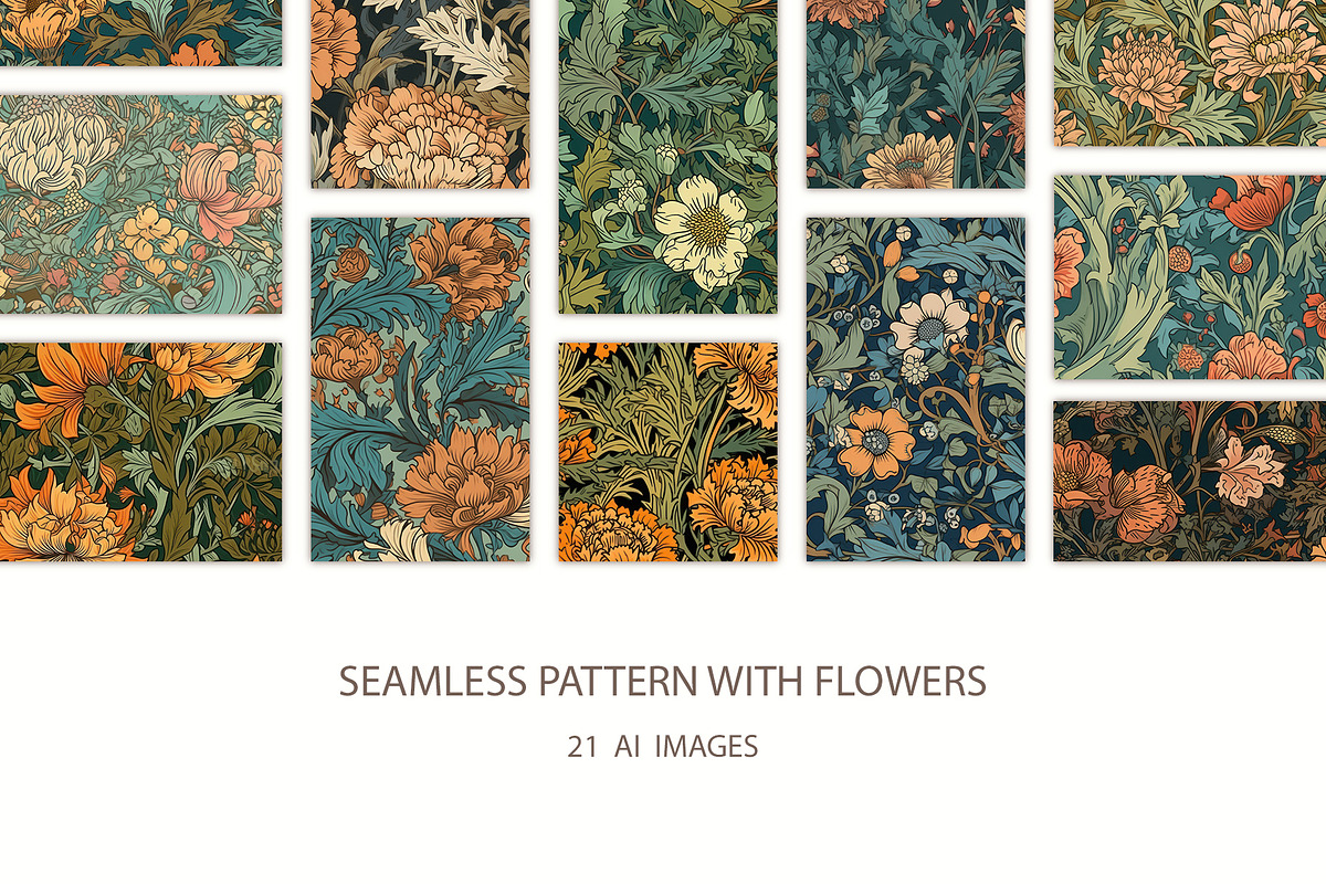 Seamless pattern with flowers, an Illustration by Pundateam (Photo 1 of 5)
