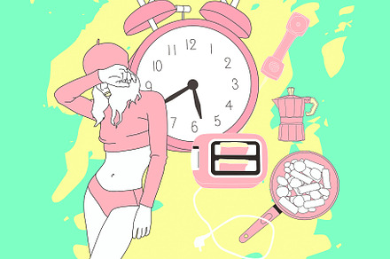 Fashion minimal illustration. Girl and morning routine. Wake up, a Beauty & Fashion Photo by Jenya Porechenskaya