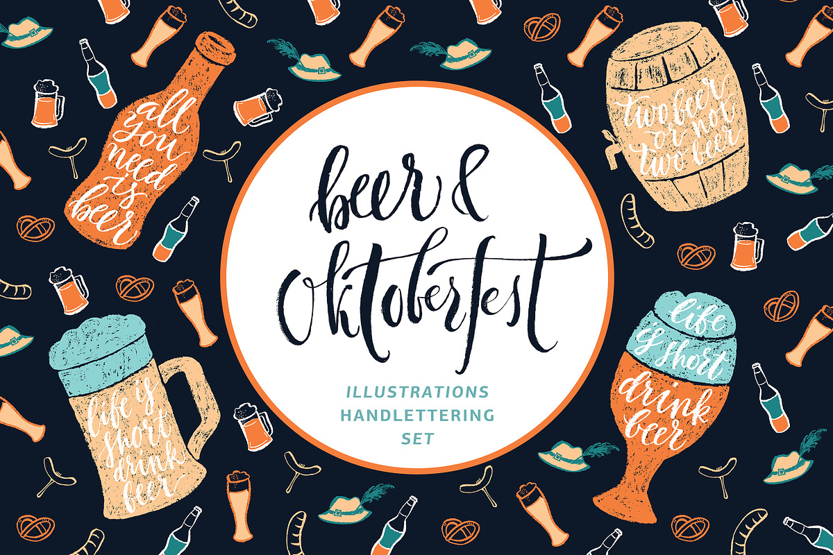 Beer Handdrawn Set — Oktoberfest!, a Food Illustration by Spencerian Sisters (Photo 1 of 5)