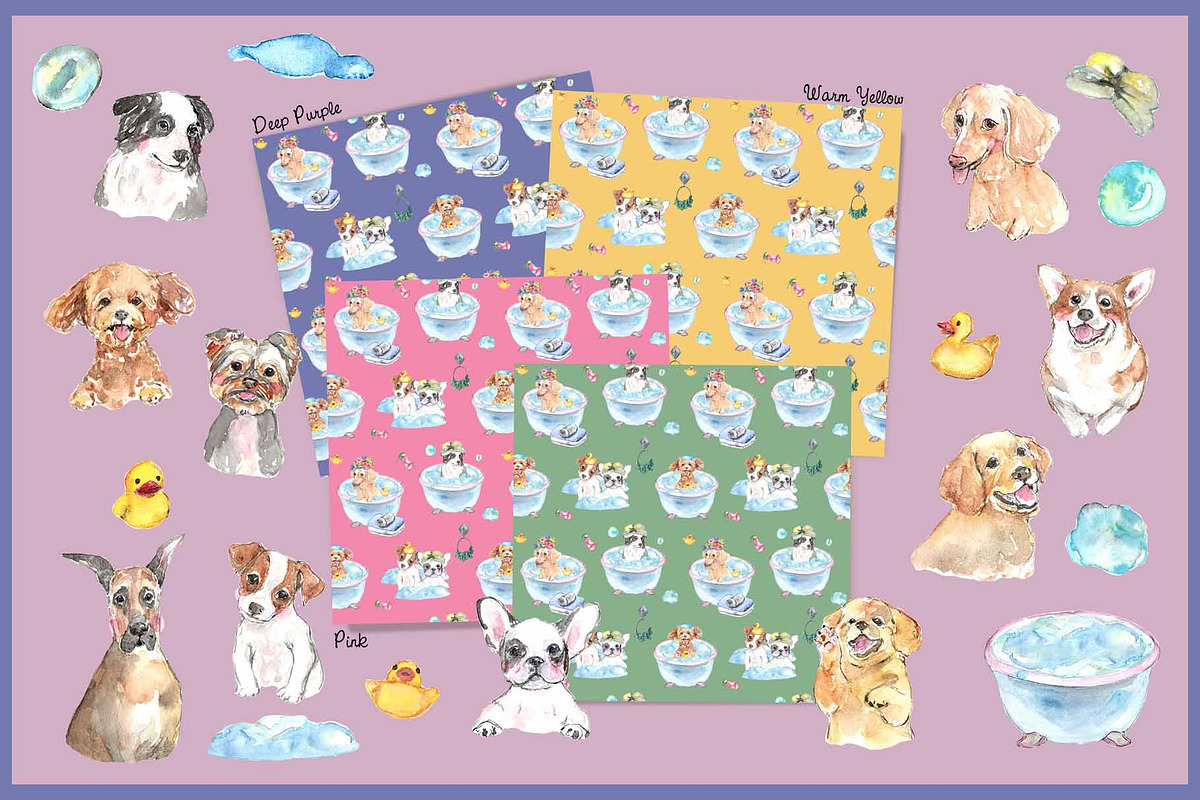 Bath Time Dog Clipart With Paper, an Illustration by VianneArt (Photo 2 of 8)