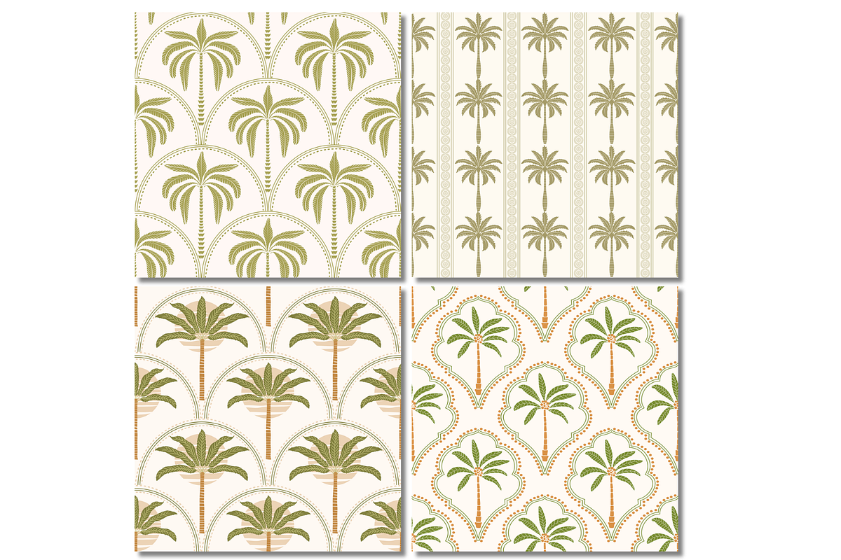 Tropical Palm Tree Seamless Patterns, a Pattern Graphic by wind mill (Photo 3 of 3)