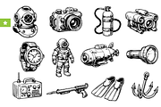 Vintage Diving Gear Set, an Object Graphic by RT Studio (Thumbnail 1 of 4)