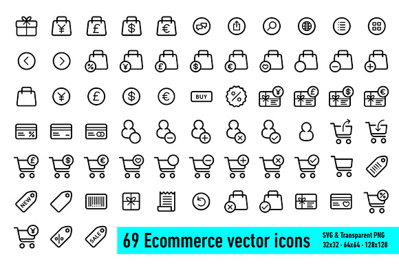 69 Ecommerce Shopping Vector Icons