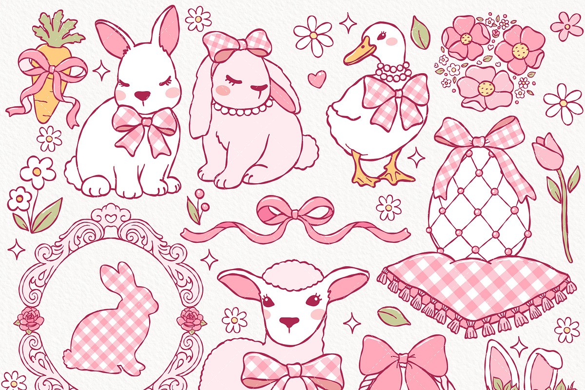 Coquette Easter Clipart | Hand Drawn, an Animal Illustration by TitaLivingArt (Photo 2 of 12)
