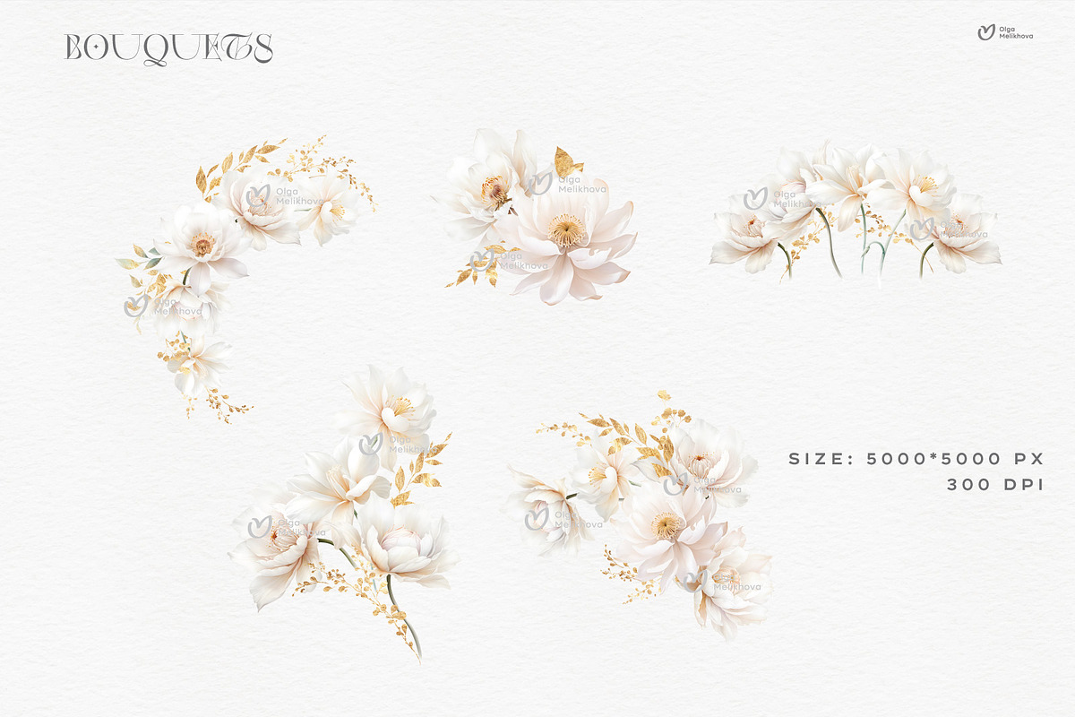 Fantasy flowers, White peonies, an Object Illustration by ollalya (Photo 4 of 9)