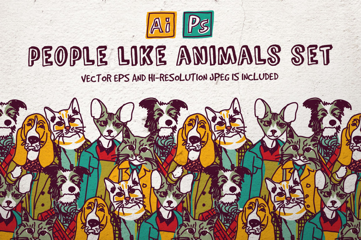 People like animals vector set, an Animal Illustration by Crowhouse (Photo 1 of 6)