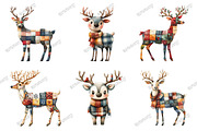 Whimsical Patchwork Reindeer Clipart, an Illustration by designcity5 (Thumbnail 2 of 5)