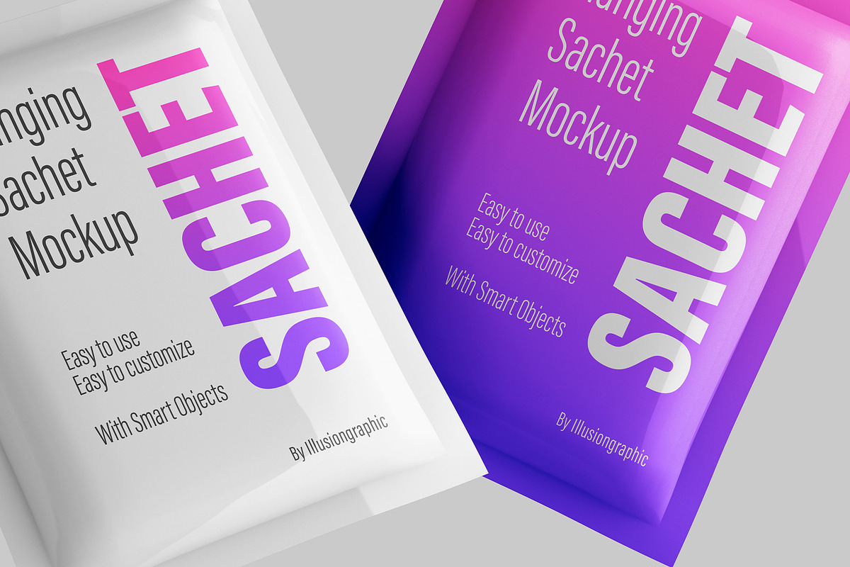 Pouch Sachet with Hang Hole Mockup, a Packaging Mockup by Illusiongraphic (Photo 19 of 22)