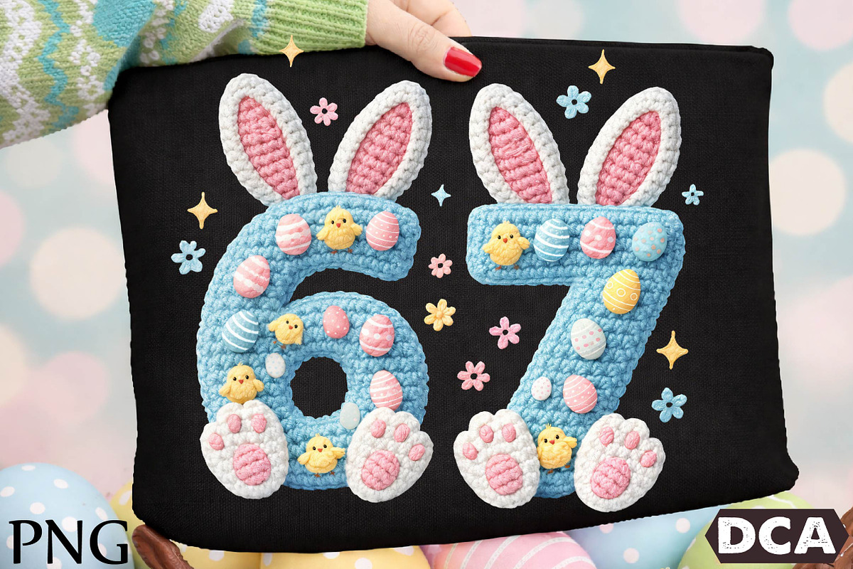 Crochet Six Seven Bunny Rabbit PNG, an Illustration by DreamCafeArt (Photo 1 of 6)
