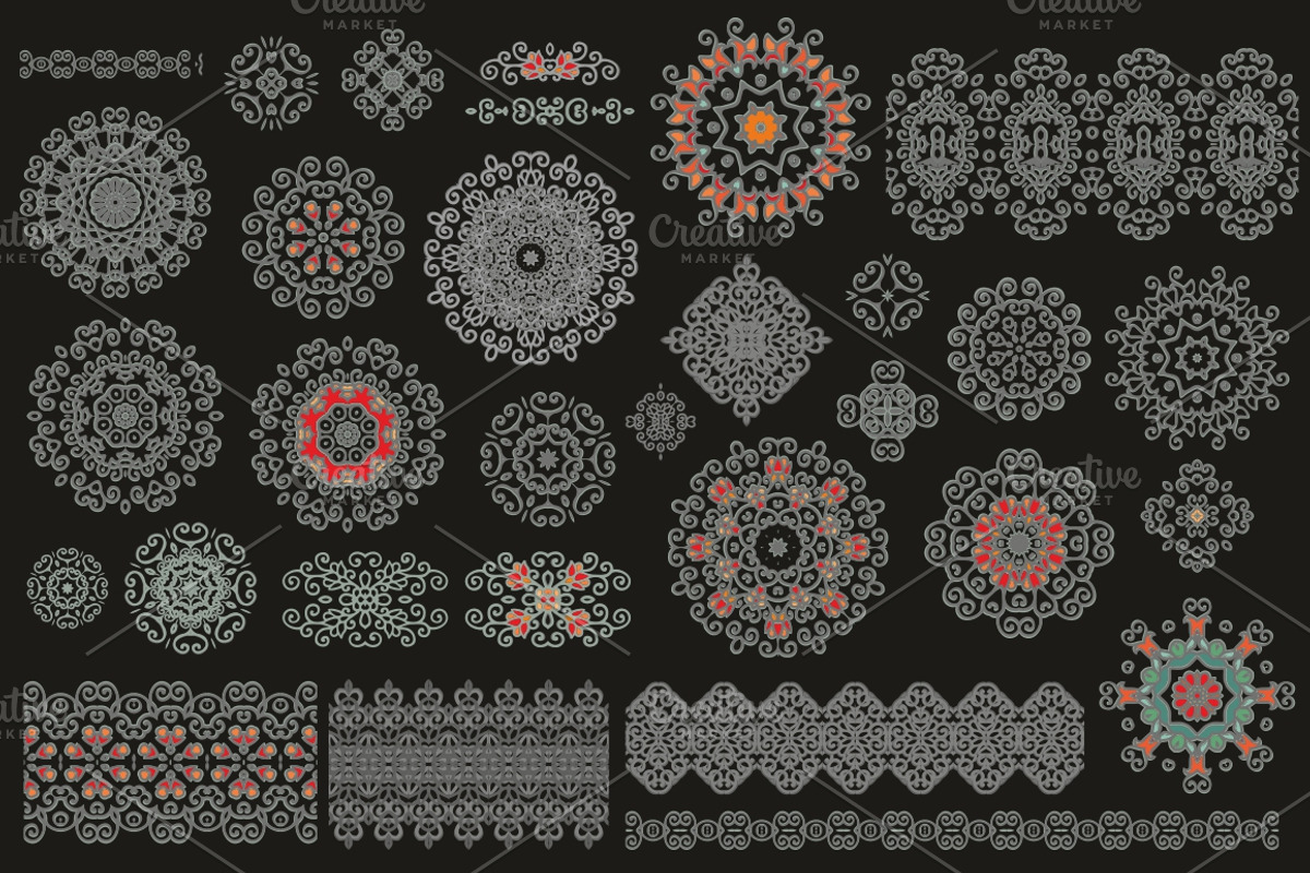Set of vector vignettes, rosettes, a Decorative Illustration by Dainia