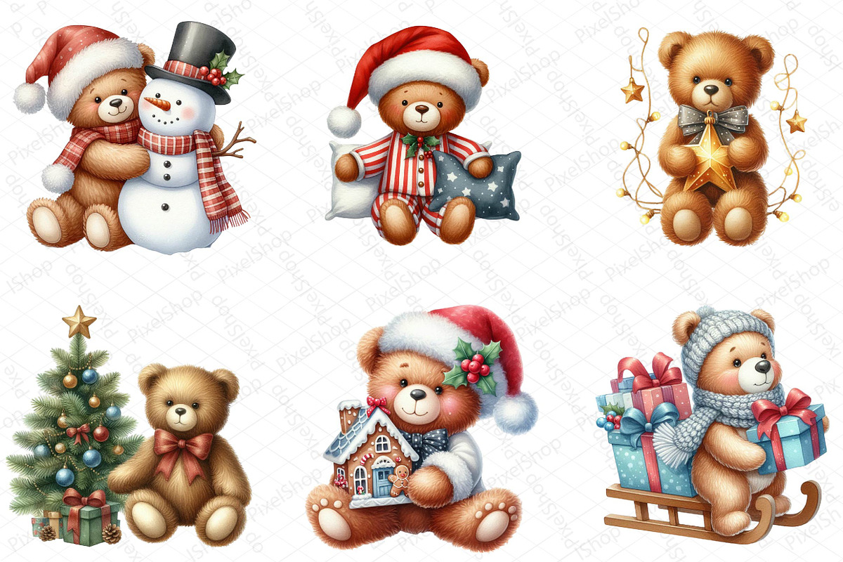 Christmas Teddy Bear Sublimation Bun, an Illustration by DreamPrint404 (Photo 5 of 5)