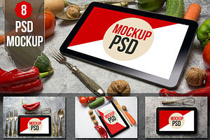 PSD Mockup tablet food