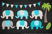 Tropical Blue Elephant Clipart, an Illustration by Amanda Ilkov (Thumbnail 3 of 4)