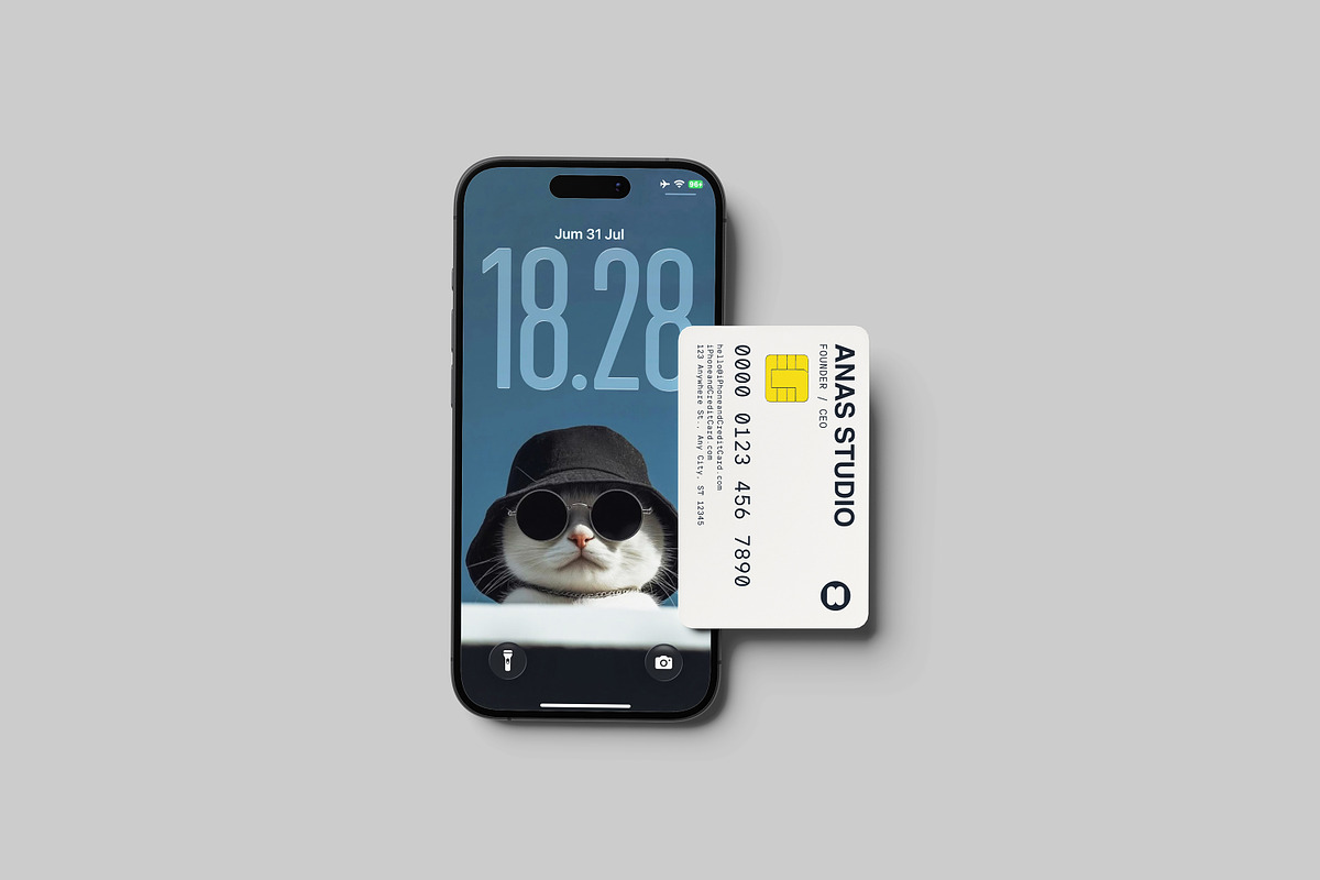 iPhone and Credit Card Mockup, an iPhone Mockup by AnasStudio (Photo 6 of 13)