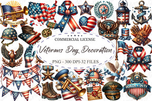 Watercolor Veterans Day Decoration, an Illustration by designcity5