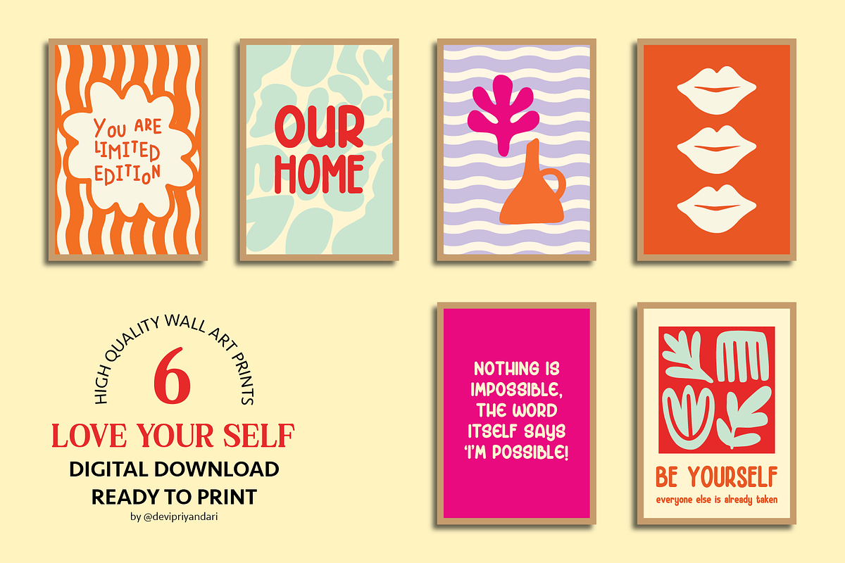 Love Your Self Poster Wall Art Print, an Object Graphic by digitalsbydepi (Photo 2 of 8)