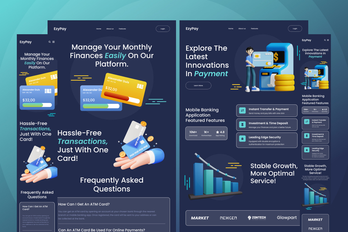 EzyPay – Digital Banking Landing, a Landing Page Template by trabaskriya (Photo 4 of 5)