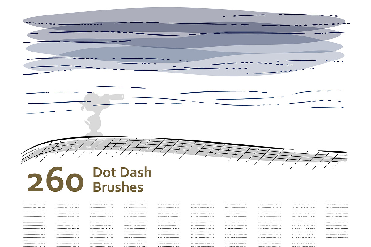 AI Dot-Dash + Watercolor Brushes, a Brush Add-On by 103cia (Photo 1 of 2)