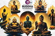 Modern Golden Buddha Clipart Set, a Decorative Illustration by ThatsDesignArt (Thumbnail 1 of 10)