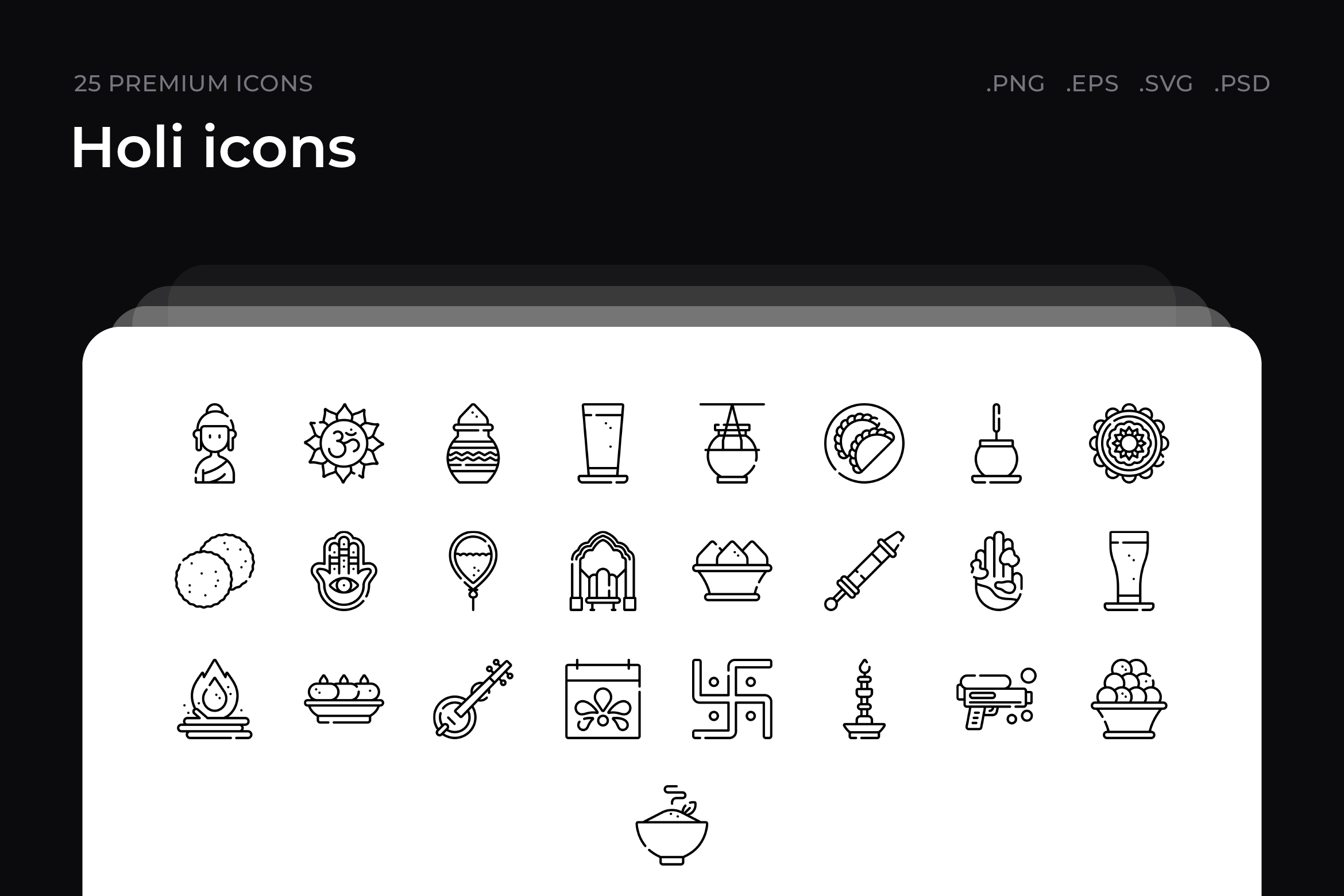 Holi icons, an Outline Icon by Wencory