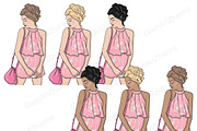 Pink Dreams Girls Clipart, a Person Illustration by GlamArtZhanna (Thumbnail 2 of 4)
