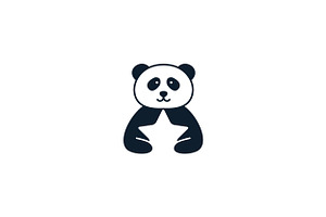 Panda Hold Star Cute Cartoon Logo