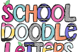 School Doodle Letters PNG Clipart