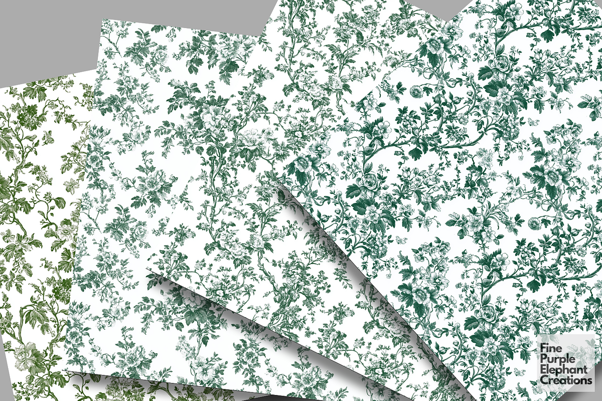 Green Toile Elegance Chinoiserie, a Pattern Graphic by Fine Purple Elephant (Photo 3 of 5)