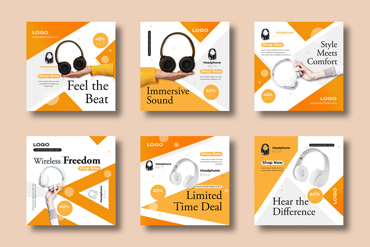 Headphone Promotion Social Media, a Social Media Template by MightyDesign (Photo 1 of 8)