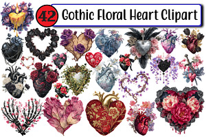 Gothic Floral Heart Clipart, an Illustration by Design Market