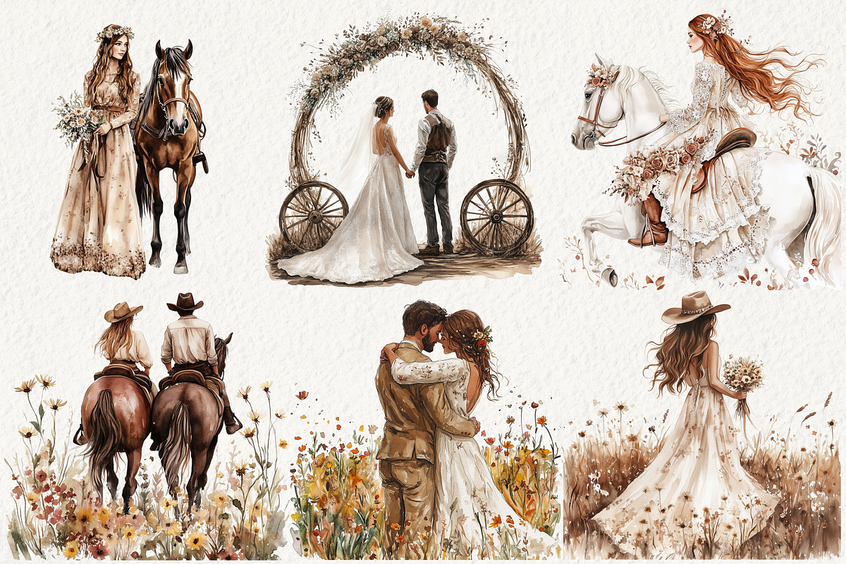 Western Boho Wedding Clipart, an Illustration by NadiaTheronArt (Photo 4 of 5)