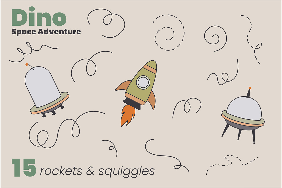 Dino Space Adventure – Vector Set, an Animal Illustration by moja doodle (Photo 3 of 11)